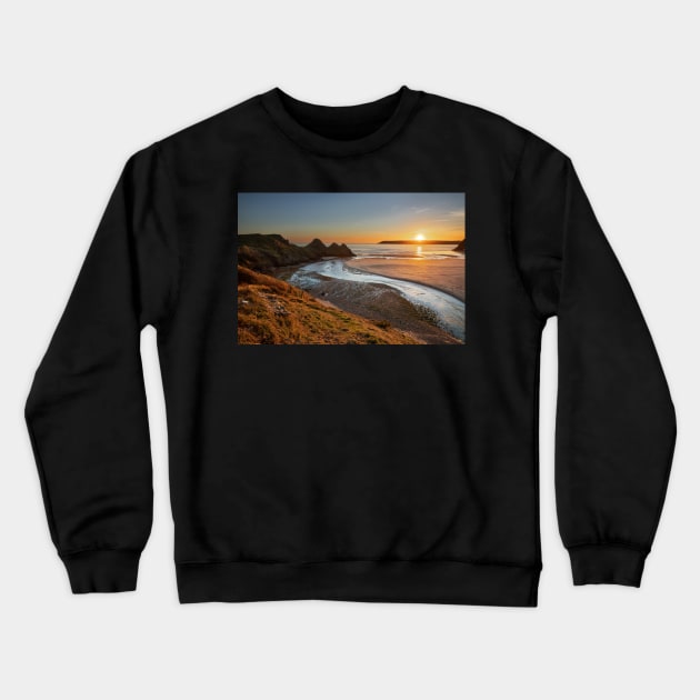 Three Cliffs Bay, Gower Crewneck Sweatshirt by dasantillo